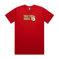 Red front flat lay